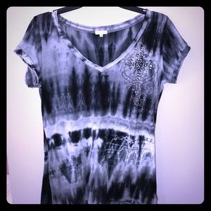 Short sleeve V neck bling